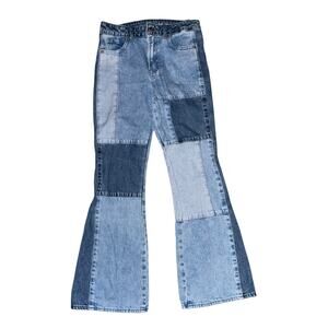 GAP Kids 70s Patchwork Flare High Rise Jeans Girls Sz 14 Hippie Boho